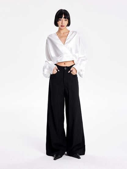 TINY IN v-neck dolman sleeve satin casual top -GAG