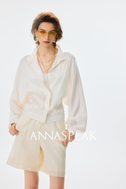 ANNASPEAK Lightweight and breathable silk Viscose  stand-up collar shirt-HUGH.