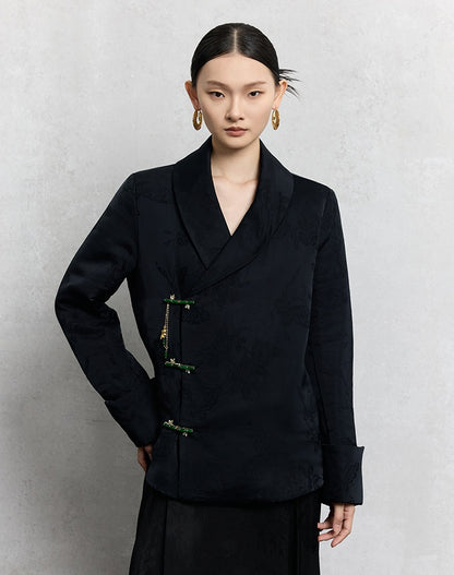 HECO Loose Butterfly Dark Grain Jacquard Thick Jacket - essie.