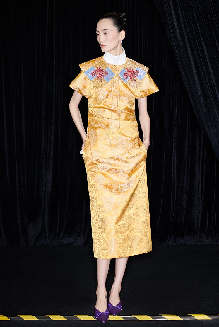 M essential Mackay designer Tan-e jacquard tile beads decorative collar - THANKS.