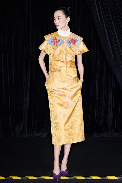 M essential Mackay designer Tan-e jacquard tile beads decorative collar - THANKS.