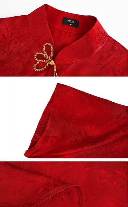 HECO Chinese Handmade Beaded Embroidery Buckle T-Shirt  - MATES .