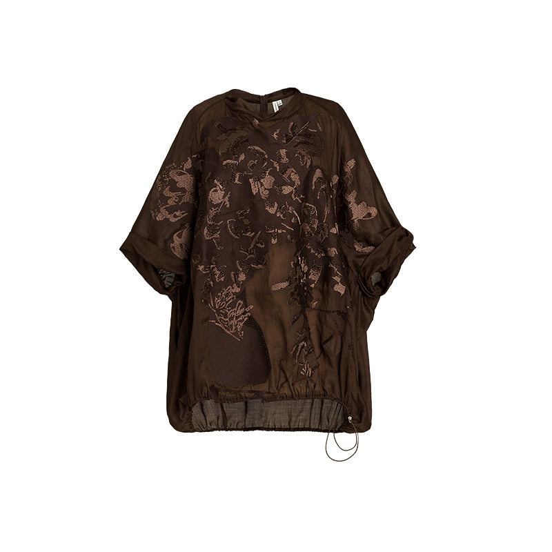 ZHUCHONGYUN ramie transparent and light texture pleated simple long skirt--MARIE.