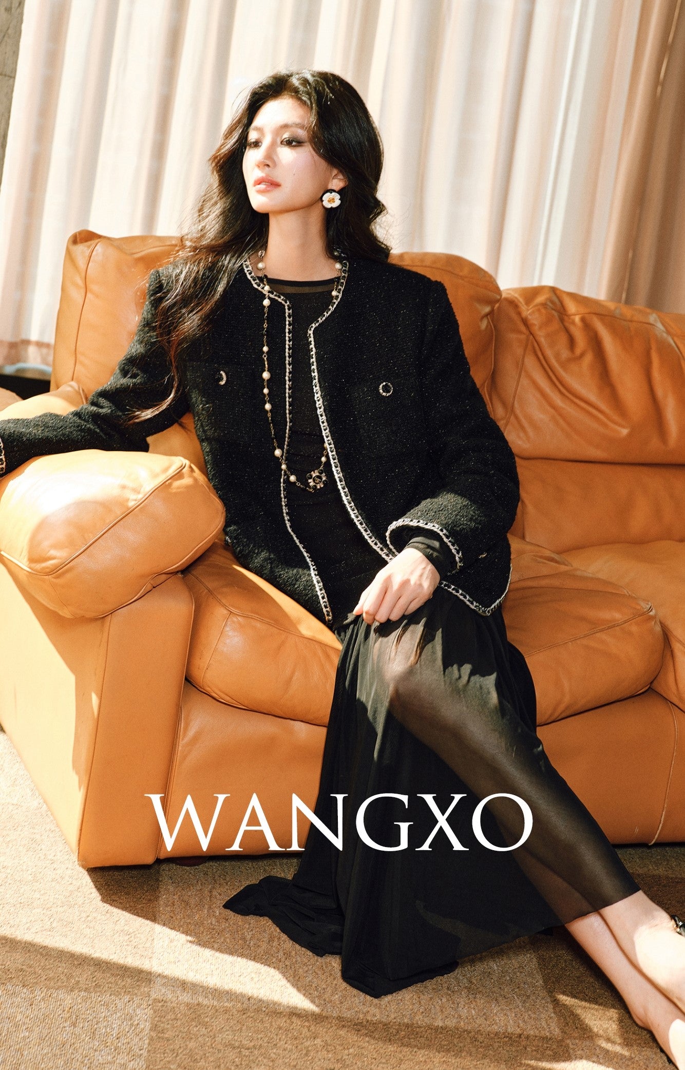 WANGXO | Silk Wool Tweed White Duck Down Jacket-ZAYA.