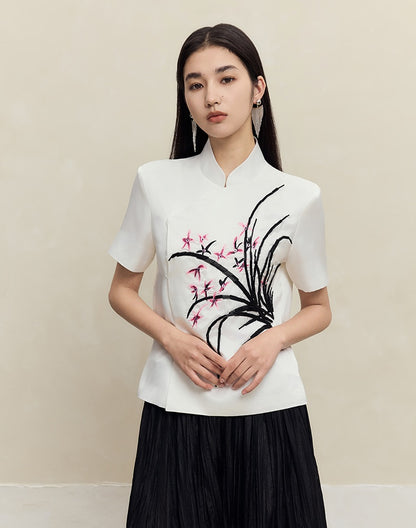 HECO Draped Acetate Short Sleeve T-Shirt Top Women - ministry.