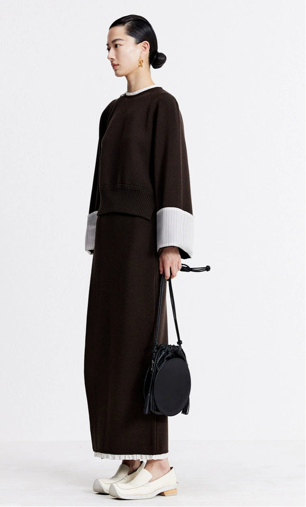 ZHUCHONGYUN autumn wool patchwork knitted straight skirt--YUKIO.