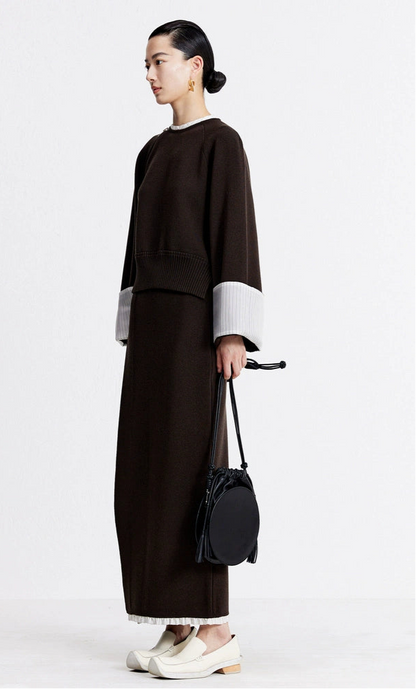 ZHUCHONGYUN autumn wool patchwork knitted straight skirt--YUKIO.