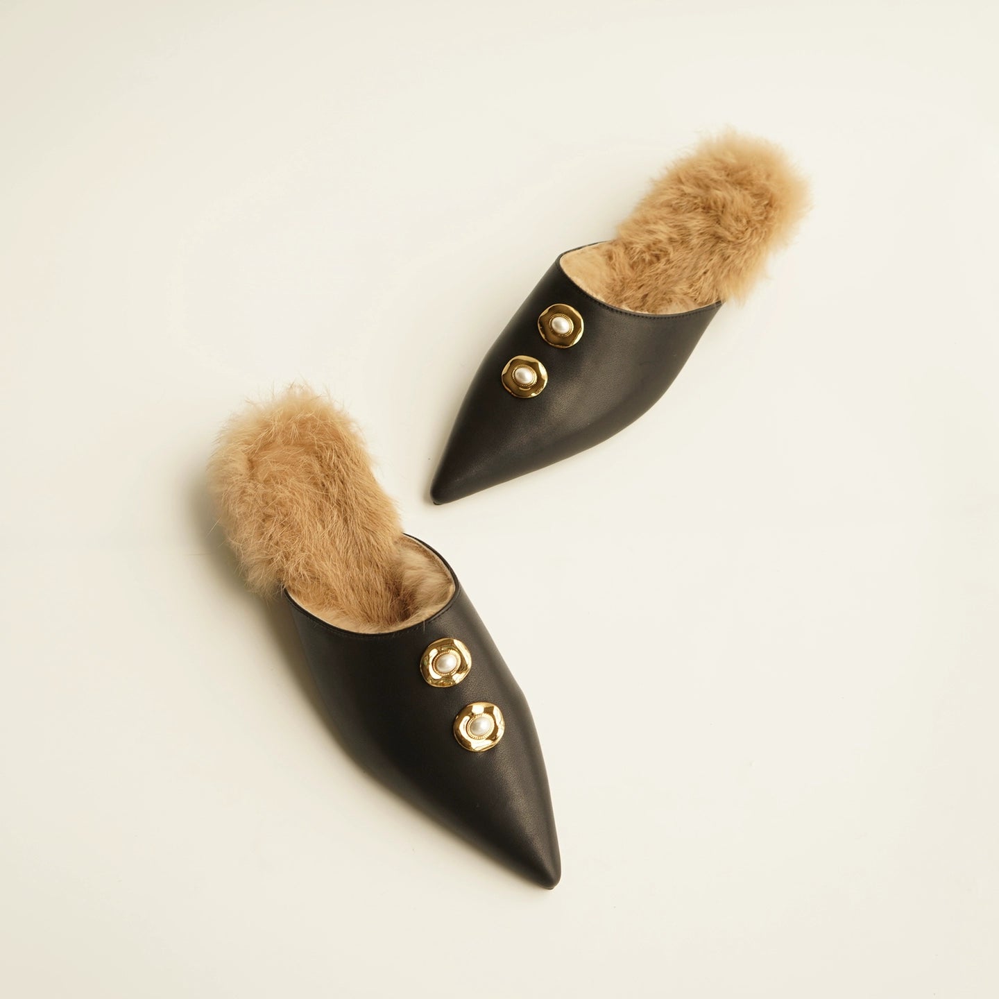 B-FEI black leather single shoe with metal buckle-MAI.