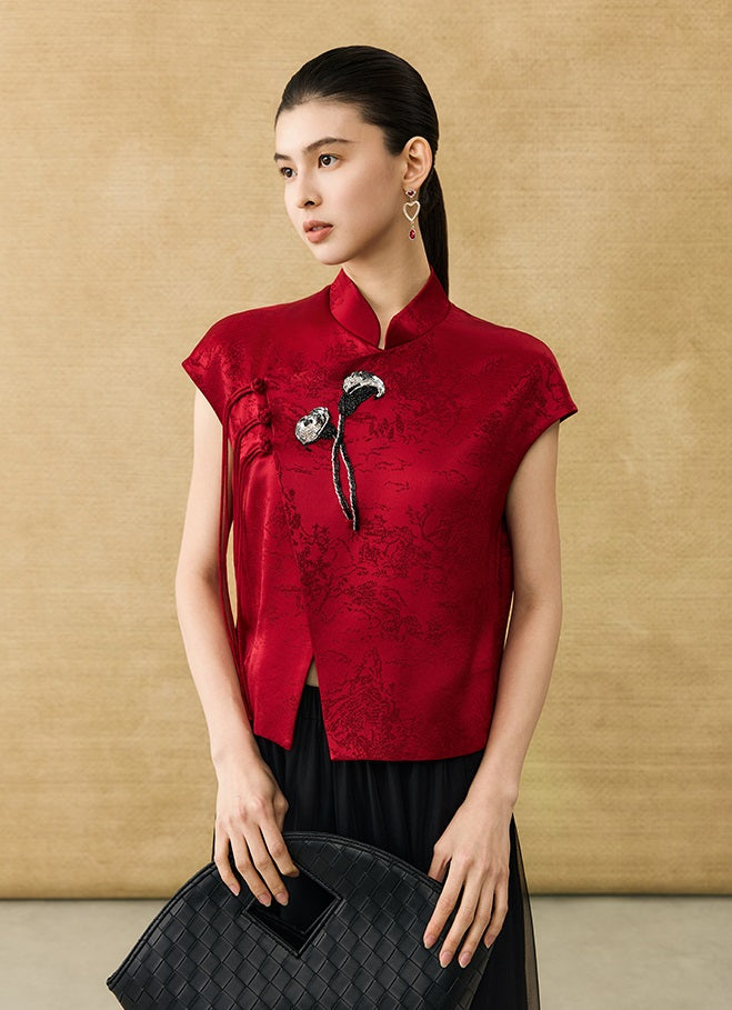HECO Chinese Acetate Jacquard Short Sleeve Shirt - NIBE.