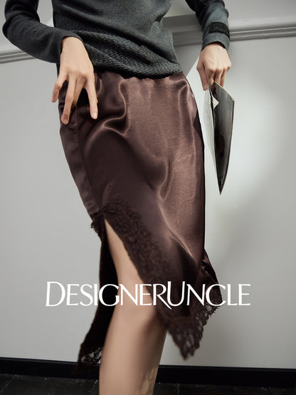 DGU "Yaxu" acetate satin autumn high-end commuting versatile slimming skirt - George.