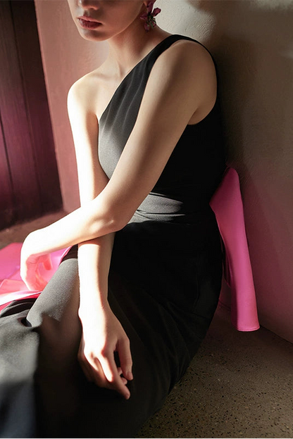 GOUDIN elegant women's light luxury black evening dress-CASNA.