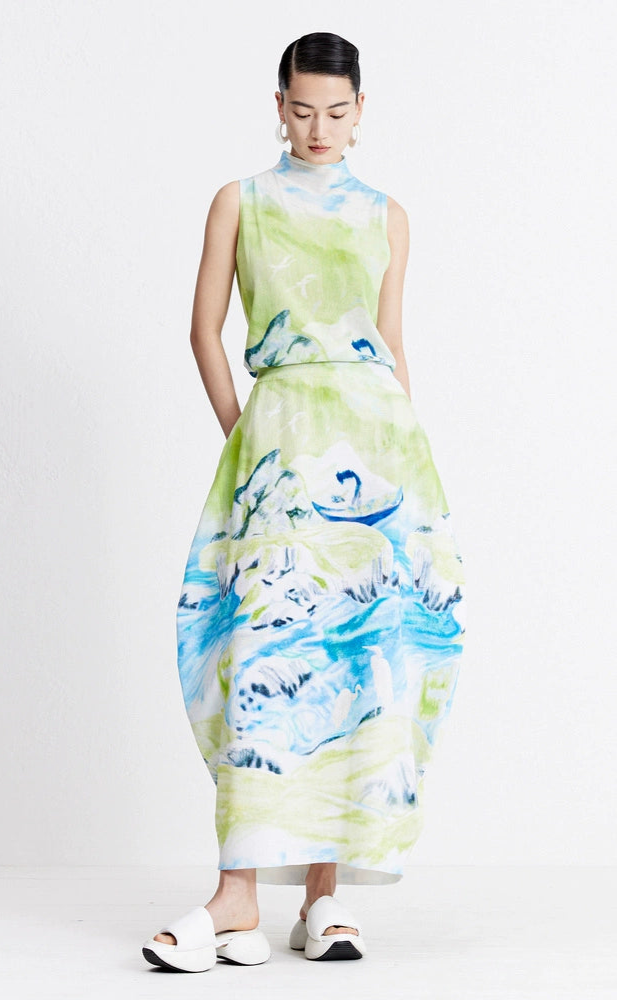 ZHUCHONGYUN Autumn Print Geometric Cotton Skirt Design Skirt--HARUHI.