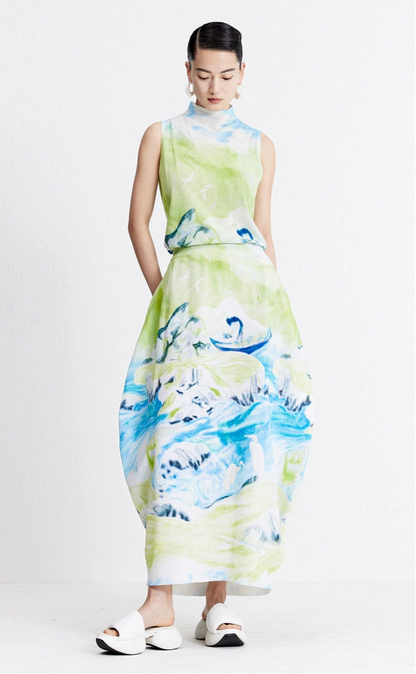 ZHUCHONGYUN Autumn Print Geometric Cotton Skirt Design Skirt--HARUHI.