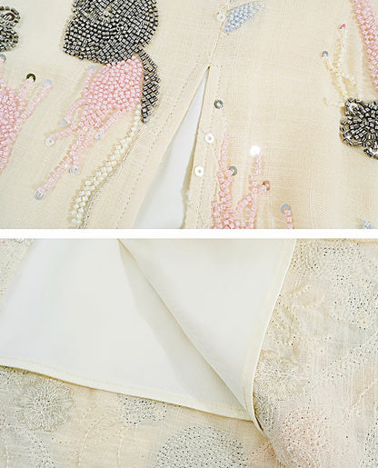 HECO Rose Bead Embroidery Slim Cheongsam Dress Women - STAGE.