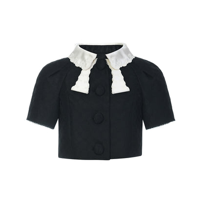FAME contrast bow jacquard jacket - CAROLINE