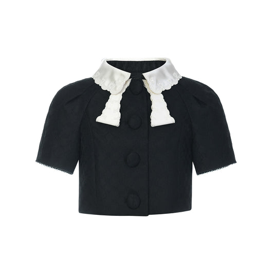 FAME contrast bow jacquard jacket - CAROLINE