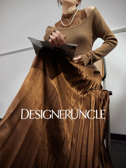 DGU "Twilight Apricot" lace cut-out base commuter versatile slimming top - DEED.