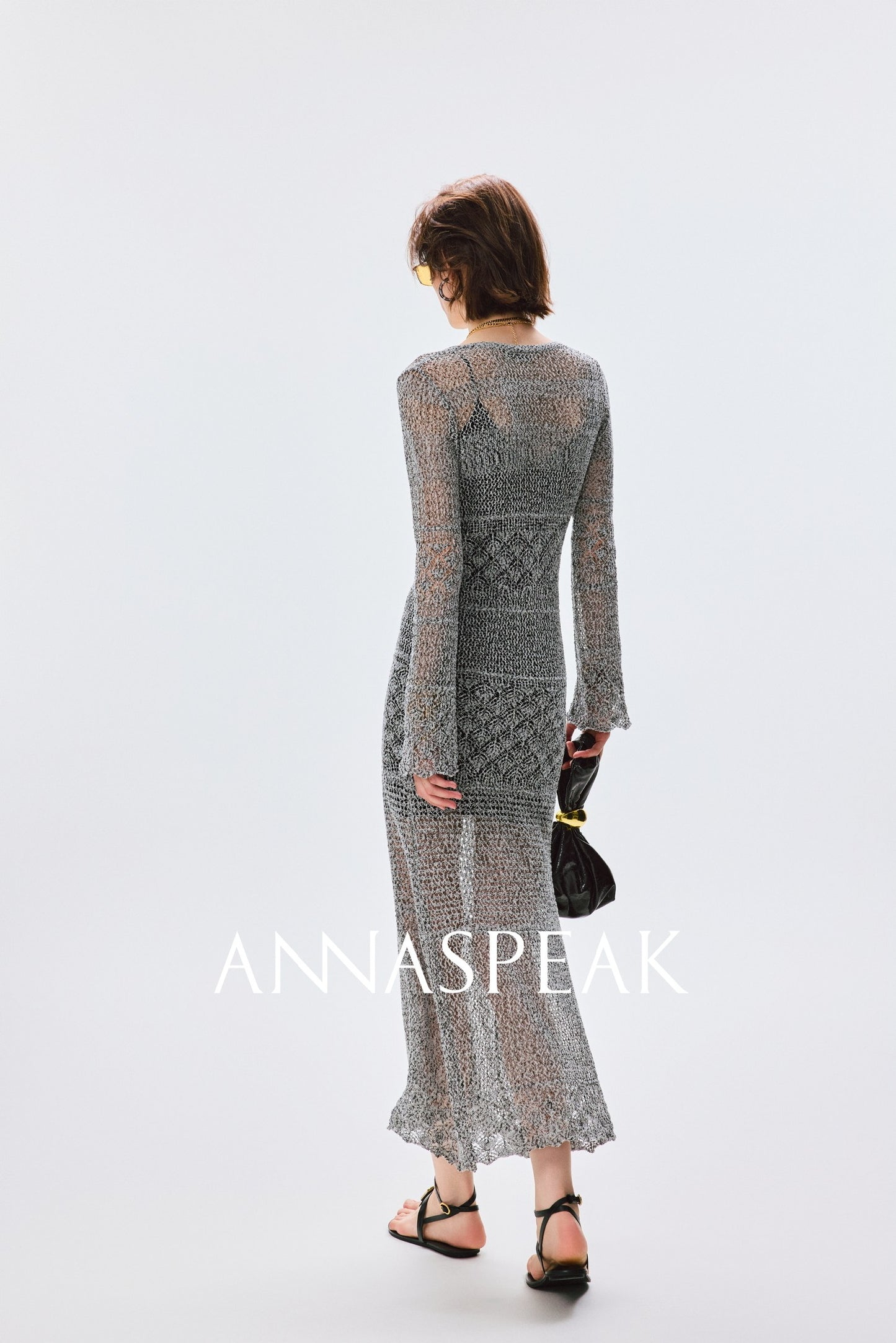 ANNASPEAK Fringe Lace-up Slim Knit Dress- CHACHA.