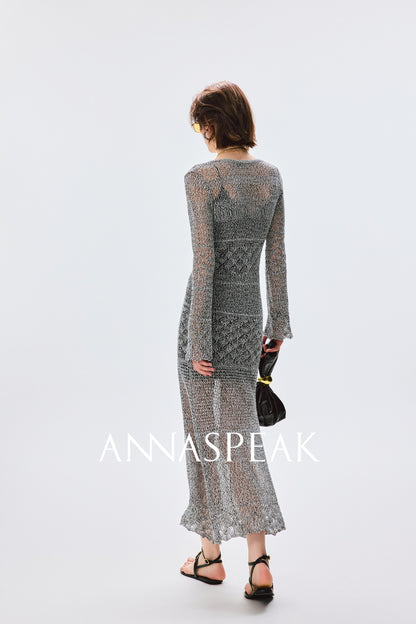 ANNASPEAK Fringe Lace-up Slim Knit Dress- CHACHA.