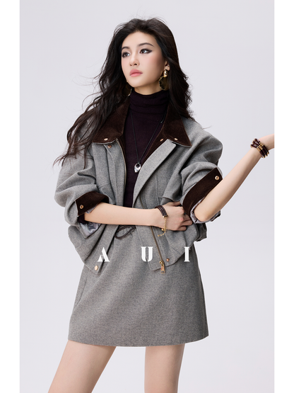 AUI Professional Fall/Winter New High-End Waist Temperament Short Skirt - CRACK