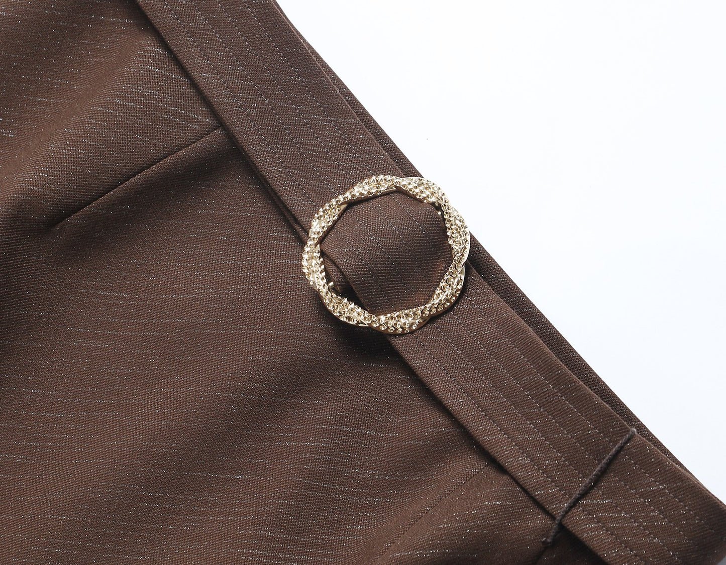 WANGXO Twill with Sequined Silk Wide Belt A-Line High-Waisted Short Skirt - NYXIE.