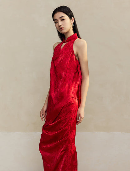 HECO Acetate Pleated Vest Sleeveless Top Skirt Set - prue.