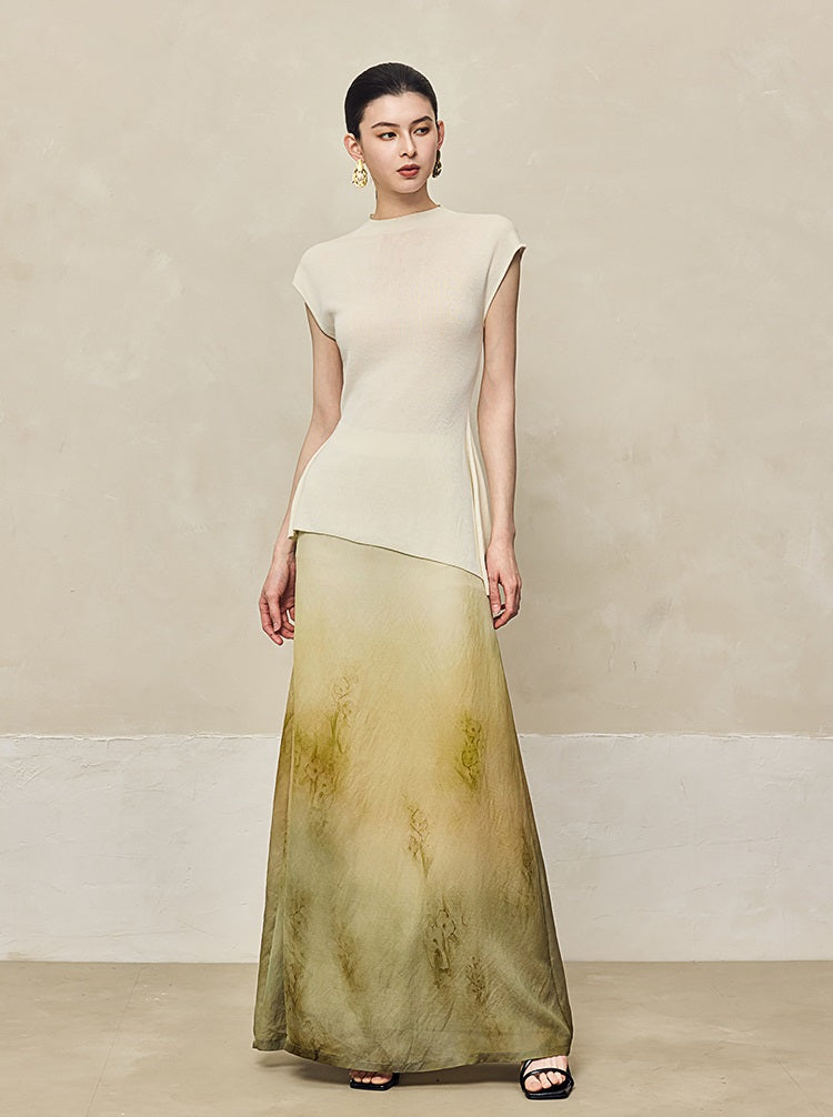 HECO Shoulder Sleeveless Oblique Hem Top - SABO.