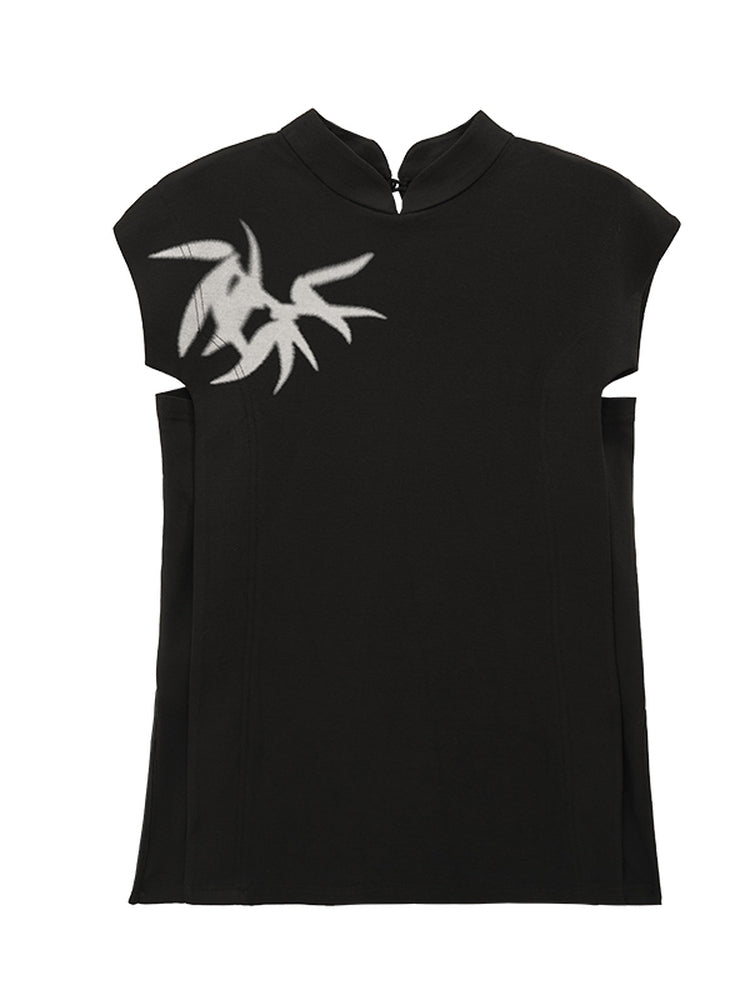 HECO Chinese Bamboo Leaf Print Short Sleeve T-Shirt - CHASE.