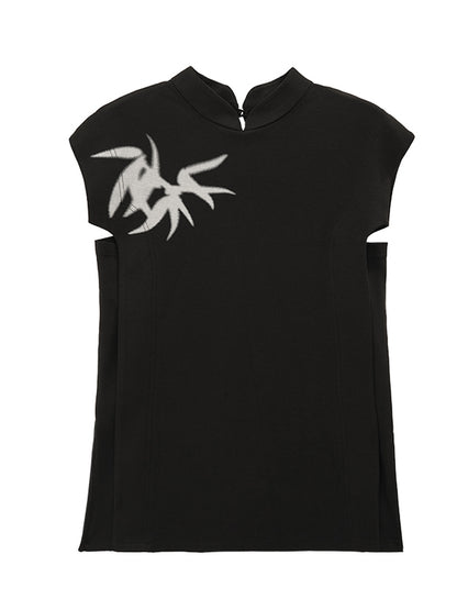 HECO Chinese Bamboo Leaf Print Short Sleeve T-Shirt - CHASE.