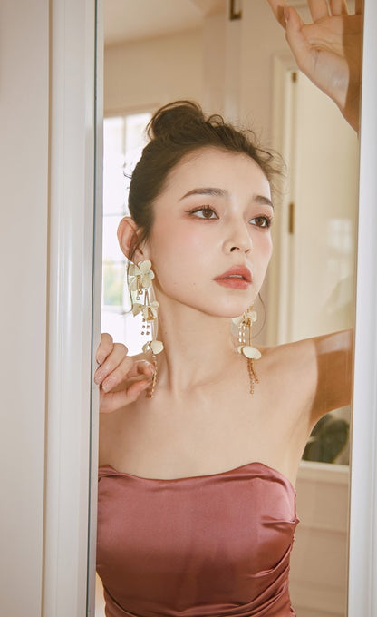 DOLLY Elegant French Style Sleeveless Tube Top Slim Fit Satin Short Dress-KARALINA