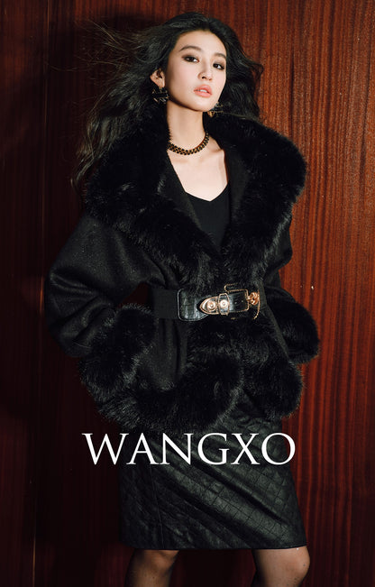WANGXO | Raw Sheepskin-Pressed Leather High-Waisted Quilted Mini Skirt -TESA.