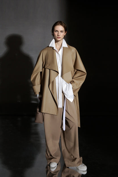 PIAOIN Silhouette design short windbreaker women's luxury jacket commuter-JEAN