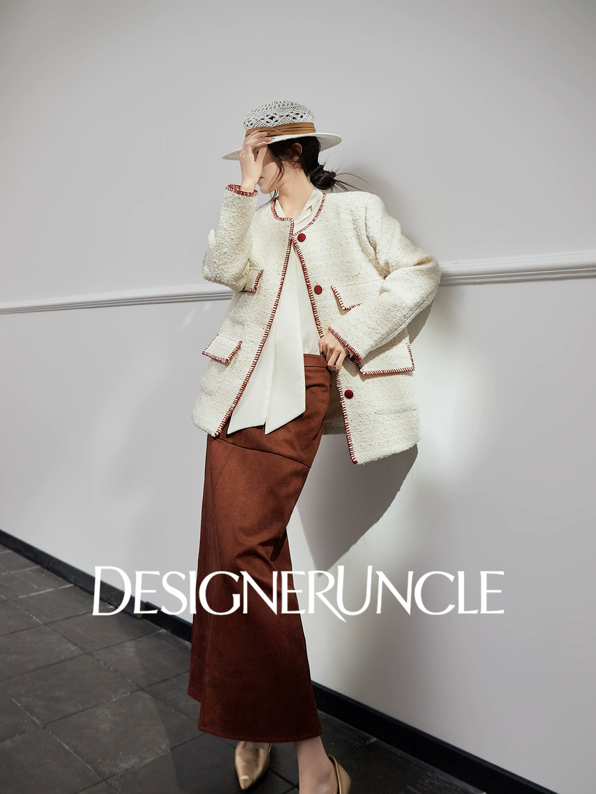 DGU|Off-white woolen jacket fragrance design jacket retro cropped top - SUDDEN.