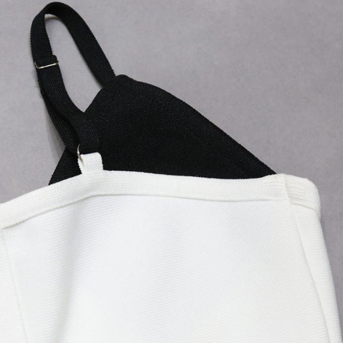 DOLLY High End Black and Brown V-Neck Sleeveless Bandage Midi Date Dress-MO