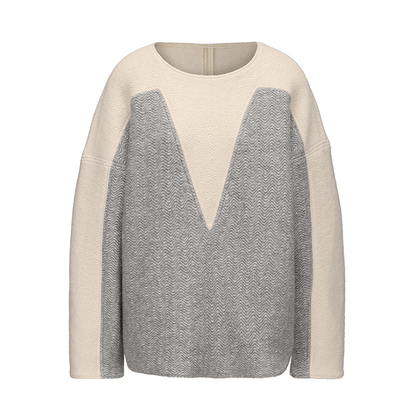 ATELIER MISS LU Love Geometric Fun Contrasting Sheep Wool Sweater - OBSESSED