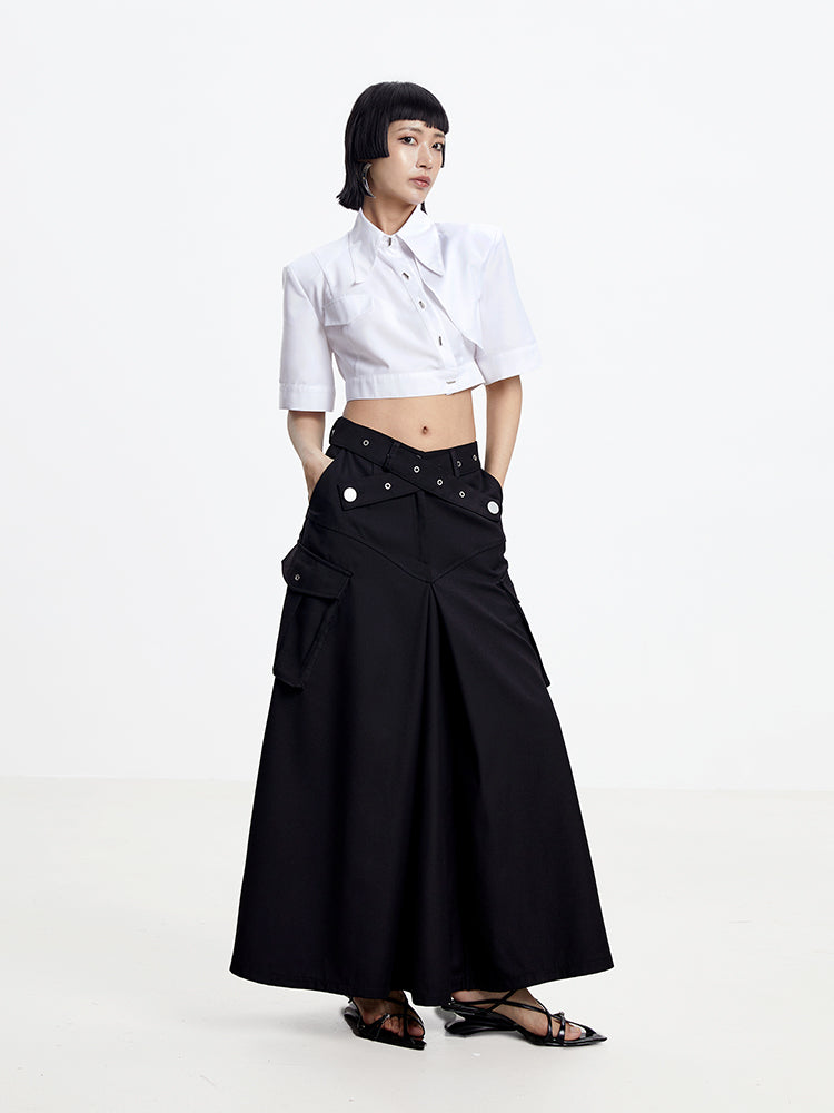 TINY IN white irregular short sleeve women's crop top -TAMI