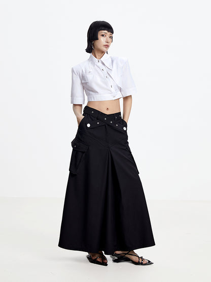 TINY IN white irregular short sleeve women's crop top -TAMI