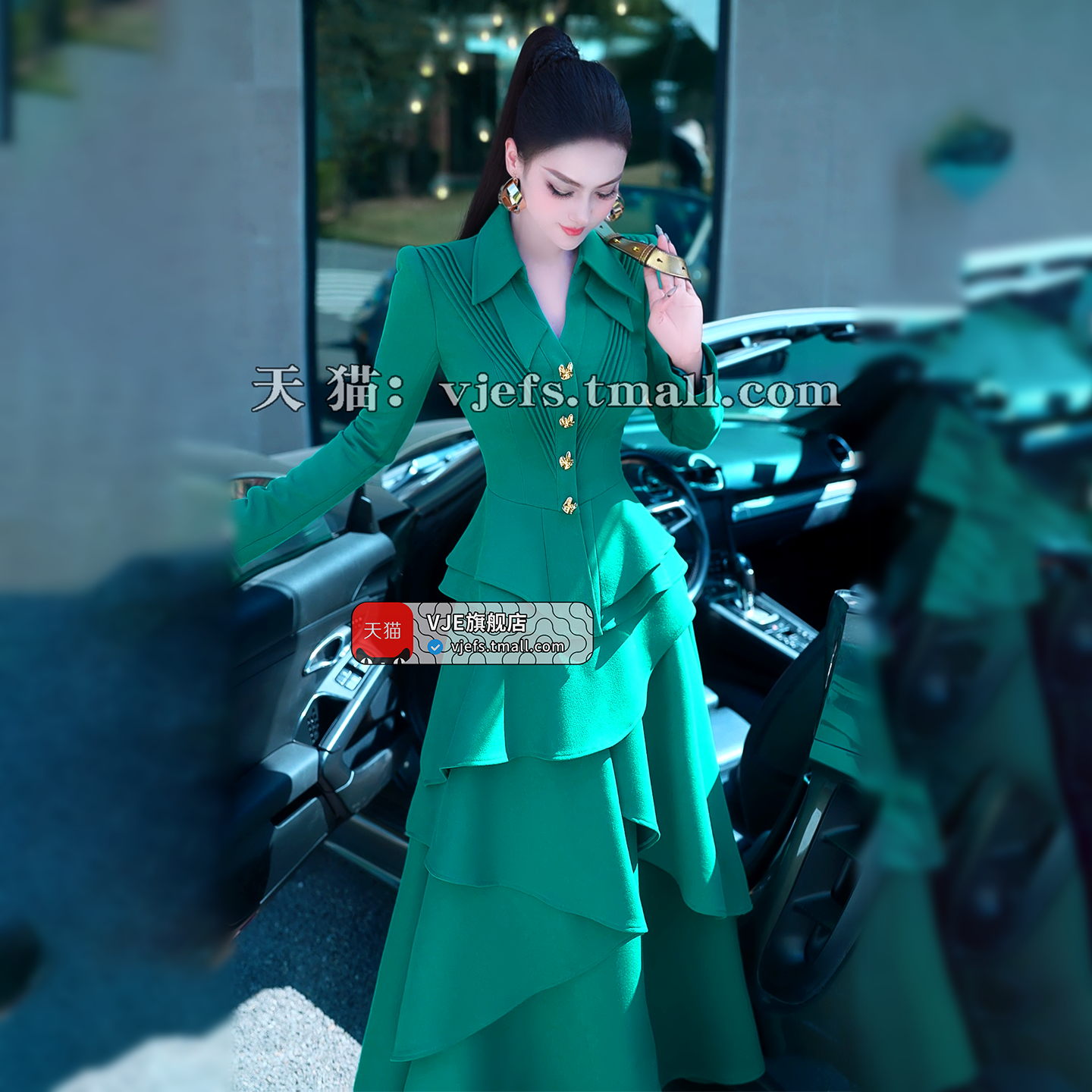 VJE Fashion Outfit Suit Skirt New Western-style Jacket Two-piece Irregular Long Skirt-NIMA