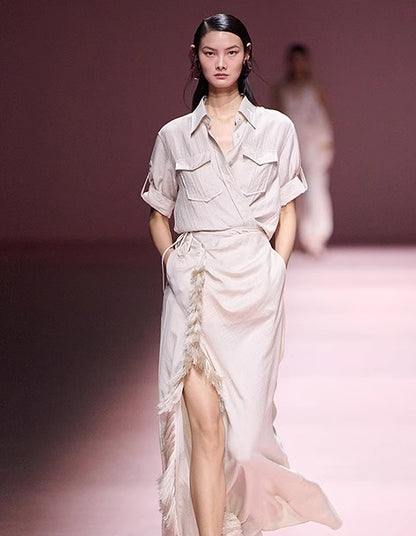 COMME MOI summer women's lapel loose short-sleeved shirt - EEMA.