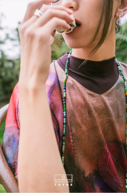 TUYUE multi-material jade × baroque pearl stacked long necklace-ELENA