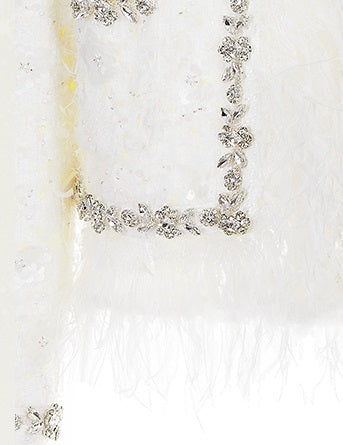 Wardrobes By Chen Elegant White Feather Short Jacket Short Skirt-Serene