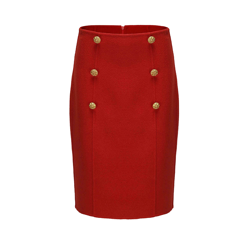 ATELIER MISS LU Vintage Cut-out Double-breasted Tweed Skirt - PERCEP.
