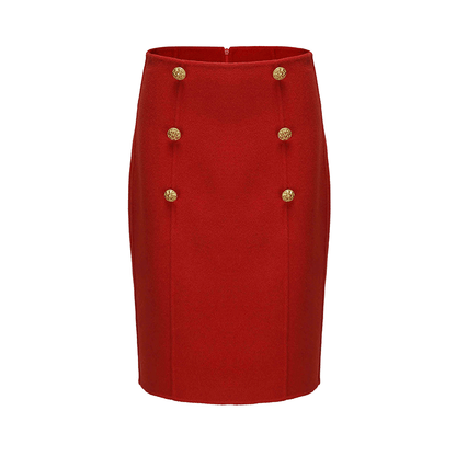 ATELIER MISS LU Vintage Cut-out Double-breasted Tweed Skirt - PERCEP.