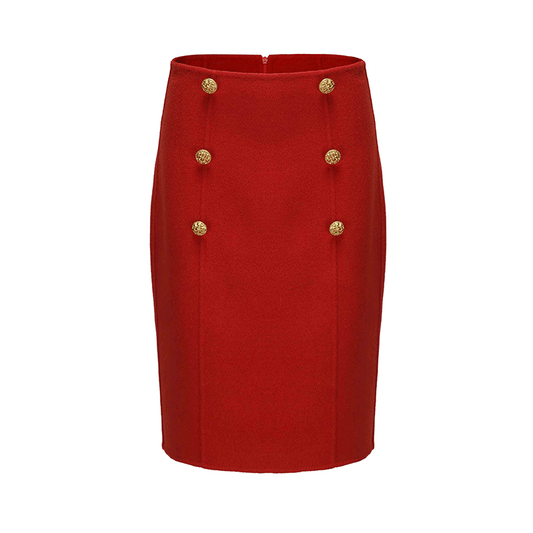 ATELIER MISS LU Vintage Cut-out Double-breasted Tweed Skirt - PERCEP.