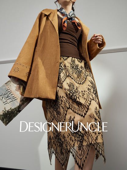 DGU "Vine Sand" coffee color short jacket new commuter versatile loose slimming retro top - Morgan.