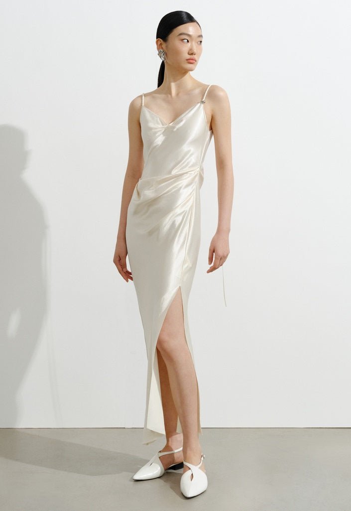 COMME MOI  Summer Acetate Slim Fit Slip Dress - GOLDEN.