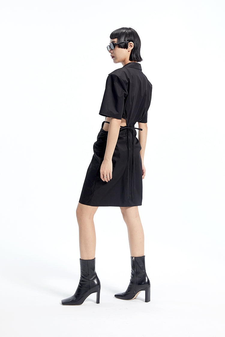 TINY IN shirt padded shoulder waist dress-CHIZZY