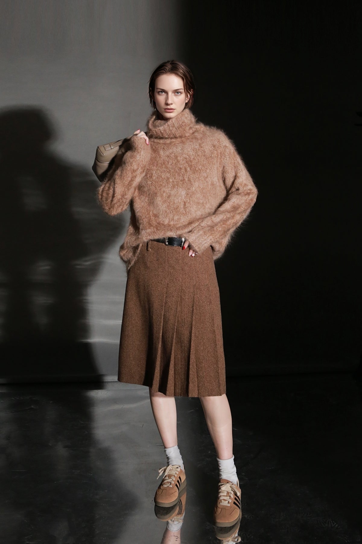 PIAOIN vintage woolen pleated premium skirt-LUCY