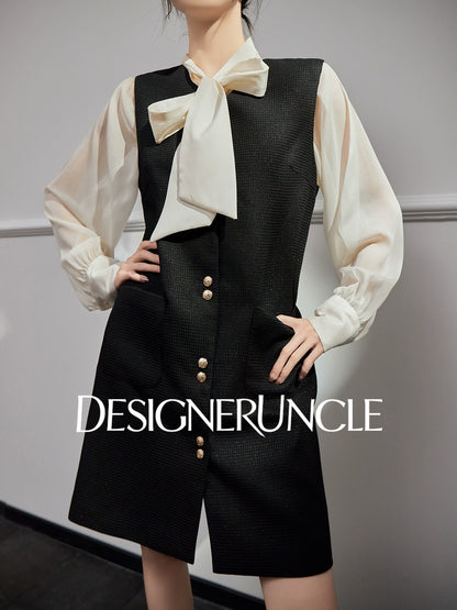 DGU "Suyu" black new small fragrance celebrity high-end commuter skirt - Carl.