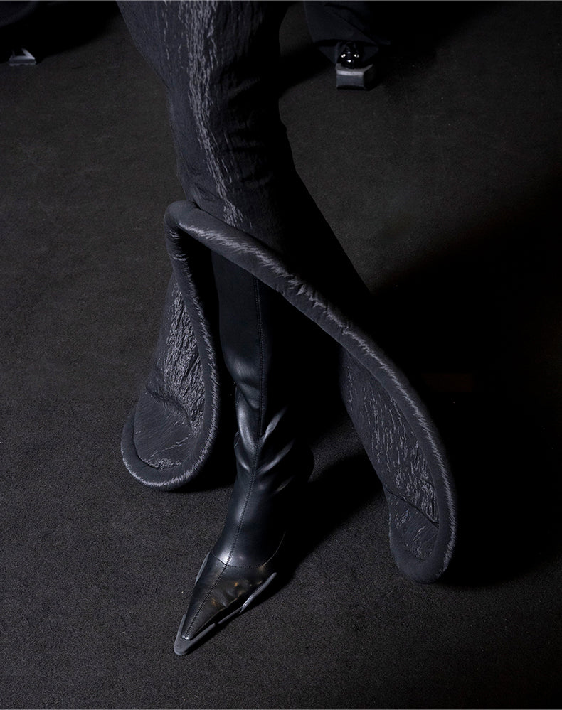 ANNAKIKI niche designer model black special-shaped functional boots for women-LIULIAN